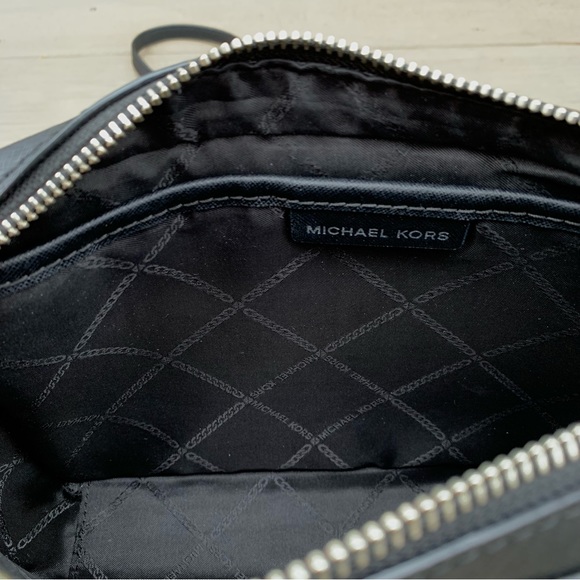 Michael Kors Jet Set East West Black Monogram Crossbody Bag Purse - Picture 11 of 16